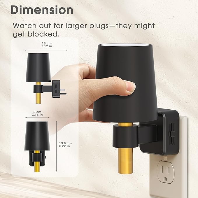 Night Light, Dimmable Night Lights Plug into Wall, Dusk to Dawn Sensor, Soft White 3000K, 0-100LM, Plug in NightLight, Vintage Night Light Compact for Hallway Bedroom Stairway