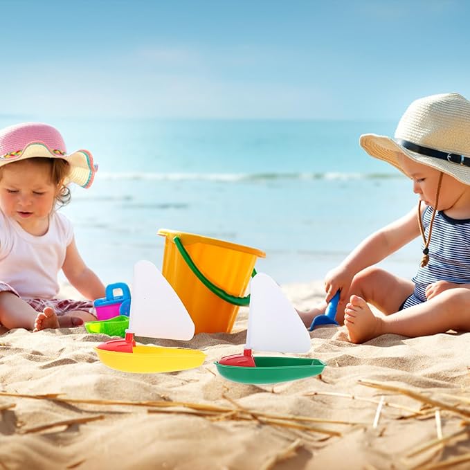 UPKOCH 3pcs Mini Plastic Sailing Boat for Kids - Bath Toys for Toddlers and Children,Bathtub Floating Pool Boats, Beach Toys ( Small, Medium & Large Sizes)