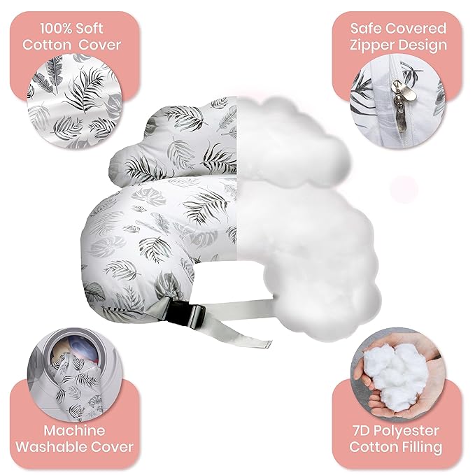 PILLANI Nursing Pillow for Breastfeeding, Breastfeeding Pillows for Mom Support & Baby Comfort, Removable Cotton Cover, w/Adjustable Waist Strap, Newborn Essentials Must Haves, Baby Registry Search