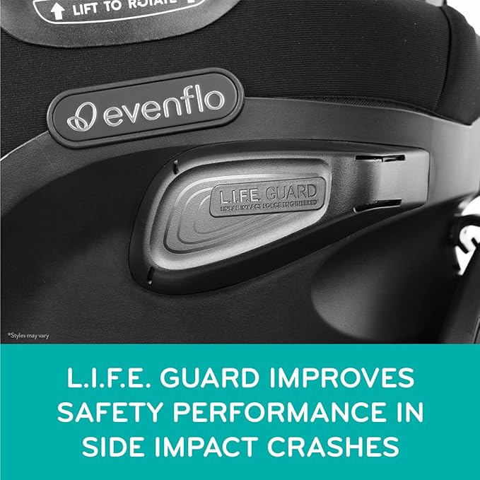 Evenflo Revolve360 Extend Convertible Car Seat with 360 Degree Rotation, Extended Rear-Facing, Forward-Facing, Booster Mode, and Secure Latch Install, Revere Gray