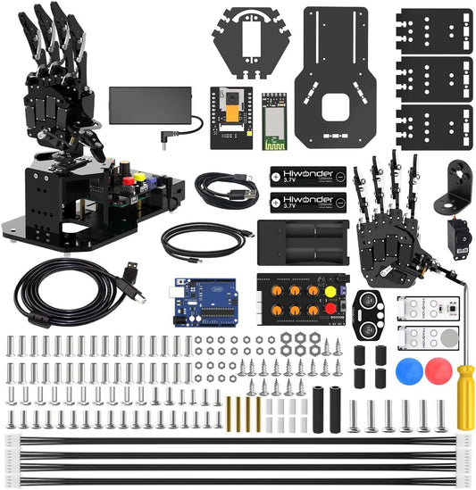 Robot Hand with Arduino Open Source AI Bionic Robotic Hand Five Fingers Solely Movement Mechanical Arm DIY Smart Robot & Engineering Kits, Science/Coding/Programming Set, Standard Kit