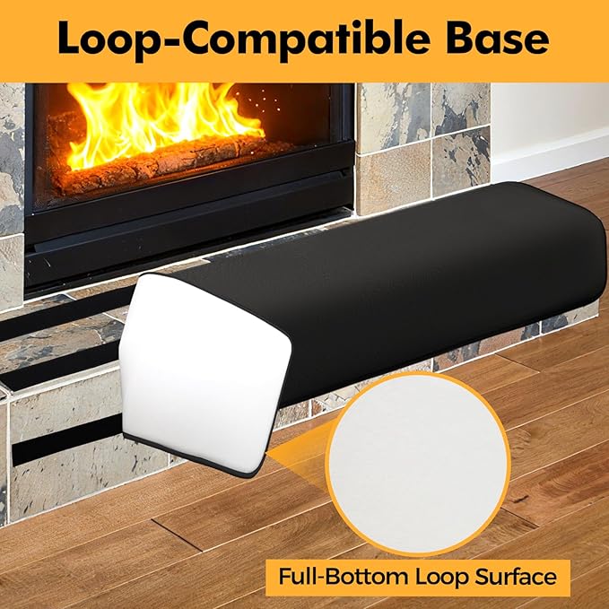 Thick Memory Foam Fireplace Baby Proofing, 90.5x15 in Soft Hearth Cover Baby Proof, Hearth Cushion Fireplace Protectors for Children Proofing, Edge Protector, Black