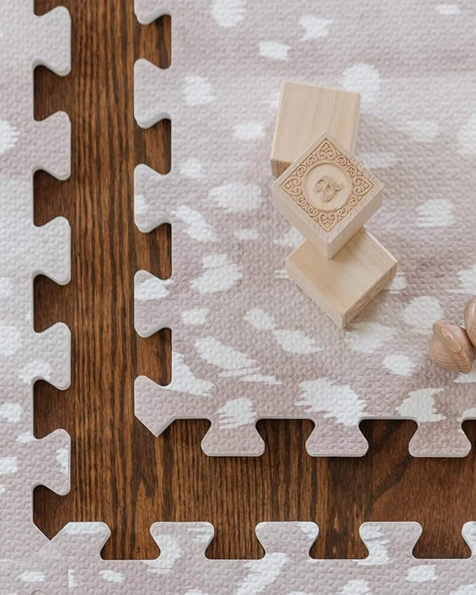 House of Noa Baby Play Mat – 4x6 Fawn Brown – Set of 8 Tiles – Cushioned EVA Foam Play Mat for Floor, Soft Interlocking Baby Crawling Mats for Hard Floors