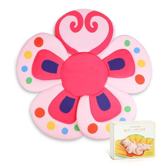 Baby Bath Pad for Infant Bathtub Sink, Non-Slip Flower Bathtub for Infants 0-6 Months, Soft Baby Sink Bath Cushion for Babies Bath Time, Newborns Bath Essentials Must Haves-Butterfly