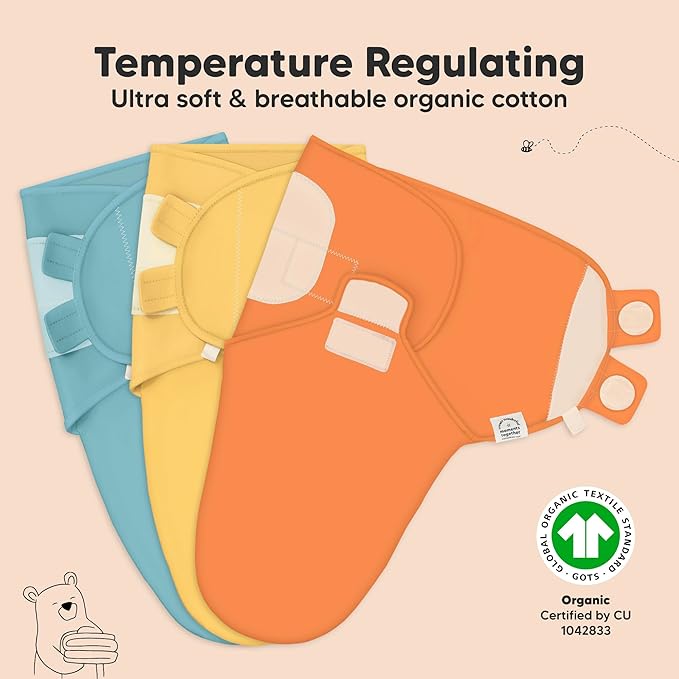 KeaBabies 3-Pack Organic Baby Swaddle Sleep Sacks - Swaddles for Newborns, Infant 0-3 Months, Baby Girls, Boys, Soft & Snug Newborn Sleep Sack, Nursery Swaddling Blankets (Valiant)