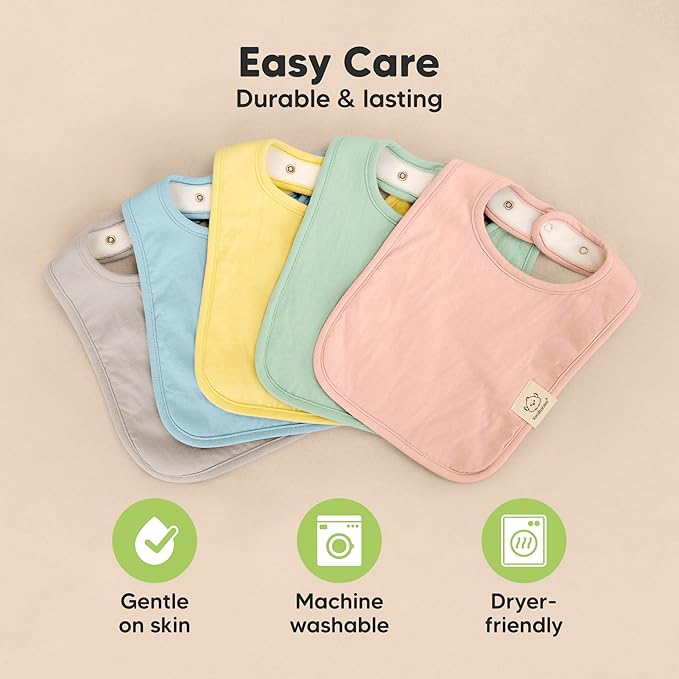 KeaBabies 8-Pack Organic Baby Bibs for Boys, Girls - Super Absorbent Cotton Drool Bibs for Baby Girl & Boy, Teething Toddler, Drooling Newborn, Ultra Soft & Machine Washable (Dawn)