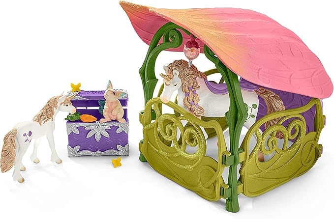 Schleich Bayala - 71 PC Glittering Flower House Playset with Fairy Figure, 2 Cute Unicorn Toys and Fairy Dollhouse Accessories for Girls and Boys - Fantasy Figurine Animal Set for Kids Ages 5+ | 42447