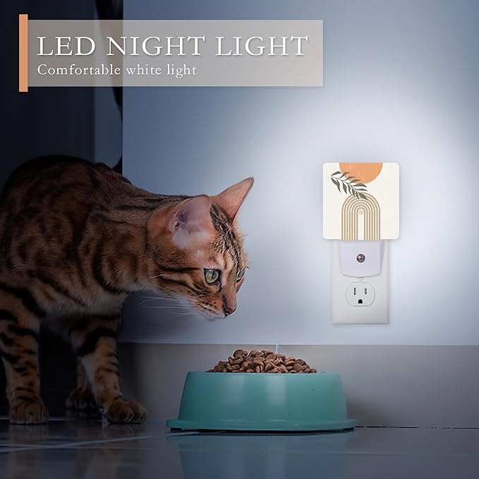 Night Light Plug into Wall,Boho Sun and Leaves Night Light with Dusk to Dawn Sensor Night Light for Kid Girls Boys Women Men Room Decor,Hallway,Kitchen,Bathroom,Nursery,Stairs