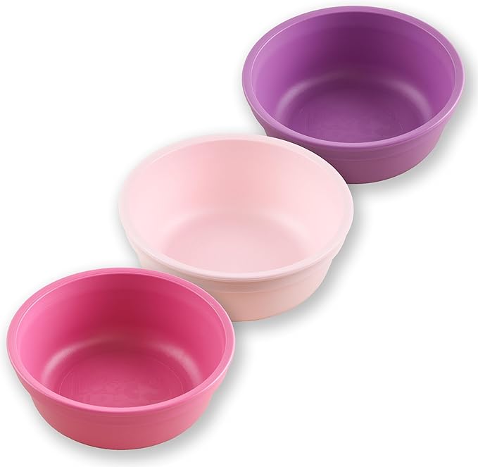 Re-Play 12 oz. Toddler Bowls Set of 3 - Kids Deep-Walled, Durable & Reusable Snack and Meal Bowls, Dishwasher & Microwave Safe, BPA-Free, Made in USA from Recycled Plastic, Princess