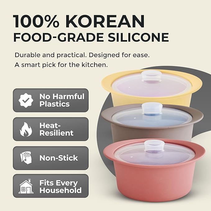 27oz Platinum Silicone Microwave Steamer Pot with Handle & Lid - Korean 100% Food-Grade Steamer Bowl, Heat-Resistant Cooker with Steam Holes, Easy Clean, Dishwasher Safe, Yellow