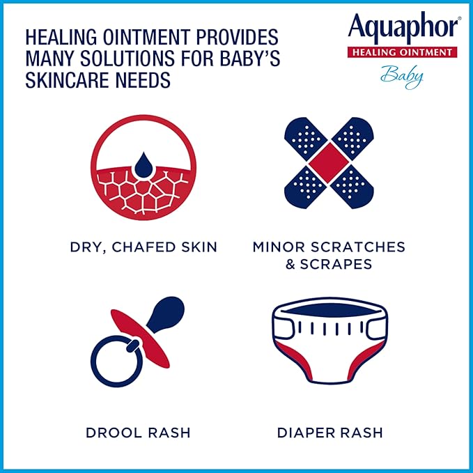 Aquaphor Baby Healing Ointment, Advanced Therapy for Chapped Cheeks and Diaper Rash, 3 Ounce (Pack of 3)