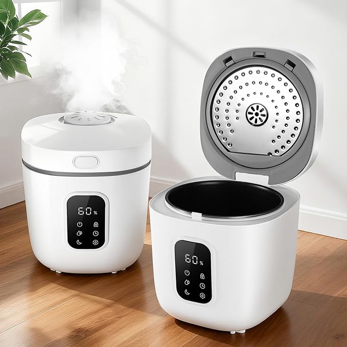 3.3L Warm Mist Humidifier for Bedroom Large Room, Stainless Steel Air Humidifier 0.87Gal Steam Humidifiers with Humidity Sensor Sleep Mode Auto Shut-off, Quiet & Safe for Baby Nursery Office Plants