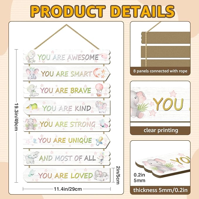 Elephant Room Decor for Boys Girls Kids Room Decor, Elephant Wall Art, Little Kids Bedroom Decorations,Toddler Classroom Deco for Boys, Bedroom Deco for children(Elephant)