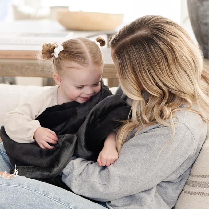 SARANONI Luxury Security Blankets for Babies | Ultra-Soft Lush and Boutique Quality Baby Blanket | Perfect for Infants & Newborns | Charcoal, Mini - 15" x 20"
