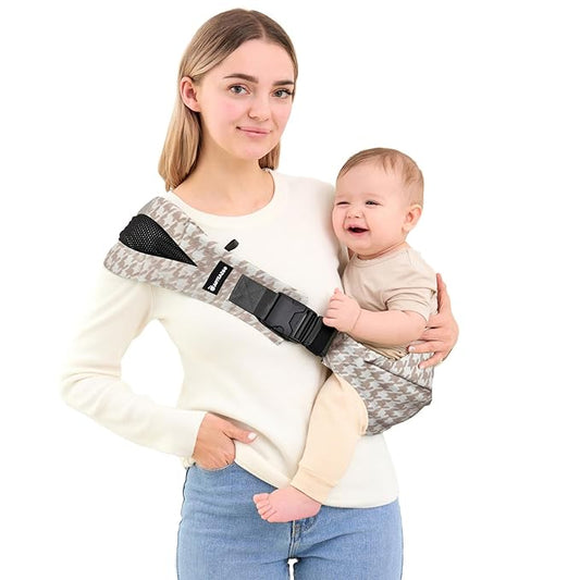 Toddler Sling Carrier - Premium Cotton, Expandable & Ergonomic, One Size Fits All, Ideal for 6-48 Months (11-44 lbs), Compact & Easy to Use, Houndstooth