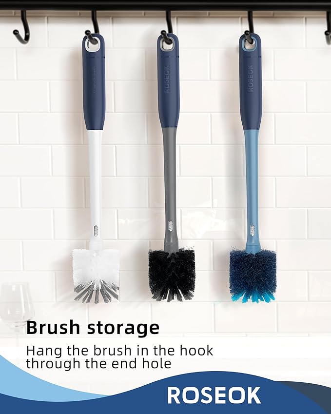 2in1 Bottle Scrubbing Brush with Straw Brush has Long and Comfortable Handle, Cleaning Glass, Sports Bottle, Coffee Mug,1 Pack, Grayish Blue