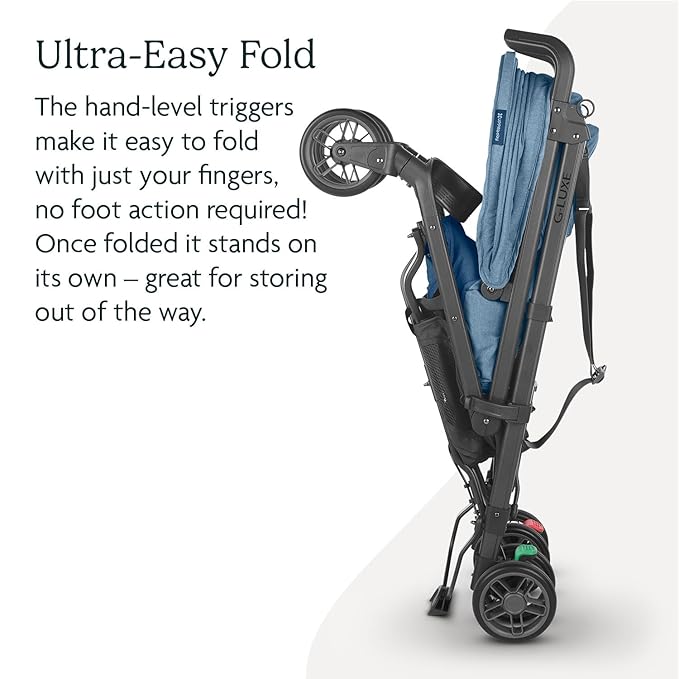 UPPAbaby G-Luxe Umbrella Stroller/Lightweight Design for Easy Travel/One-Step Fold + Recline/XL Basket + Canopy/Cup Holder Included/Charlotte (Coast Blue Mélange/Carbon Frame)