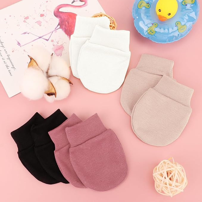Newborn Baby Mittens No Scratch Cotton Elastic Wrist Gloves Infant Toddler Mittens for Baby Boy Girl 0-6 Months