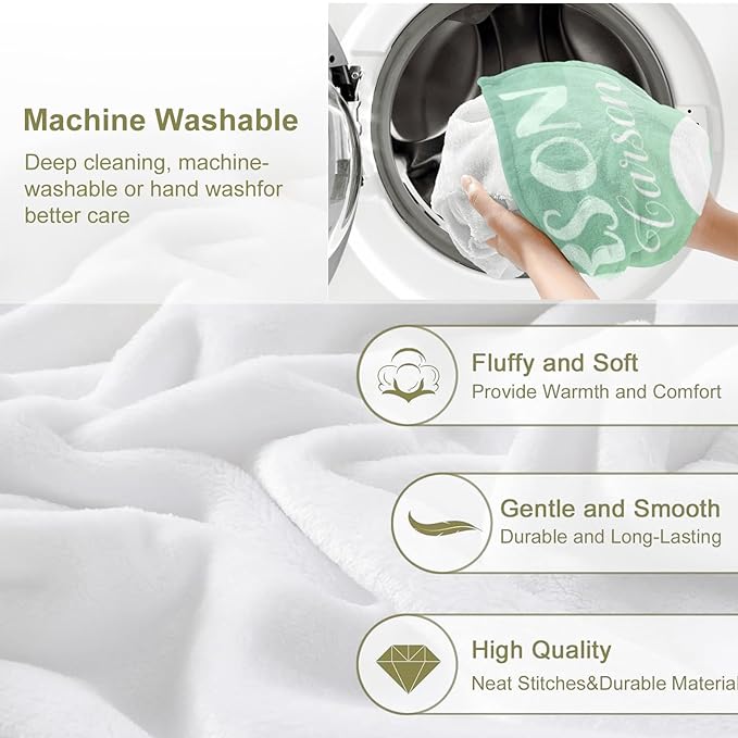 Personalized Custom Baby Blanket with Name for Girls Boys Kids Customized Flannel Blanket for Bed Nursery Room Baby Stroller