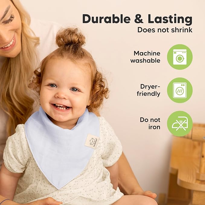 KeaBabies 8-Pack Muslin Baby Bibs for Boys, Girls - Muslin Bandana Drool Bibs for Baby Girl & Boy, Drooling Newborn, Teething Toddler, Infant 0-36 months, 100% Cotton Extra Absorbent & Soft (Nimbus)