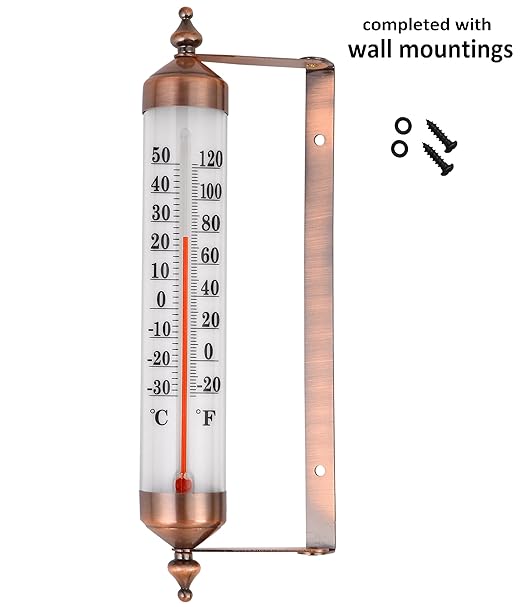 10.3 Large Numbers Premium Steel Outdoor/Indoor Thermometer Waterproof Vintage Style Decorative