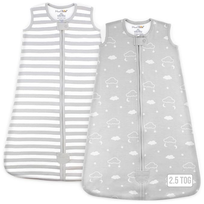 Mama Cheetah Baby Sleep Sack 2.5 TOG, Organic Cotton Baby Wearable Blanket with Two-Way Zipper, Swaddle Transition Baby Sleeping Bag for Newborn Infant Toddler Boy Girl, 6-12 Months