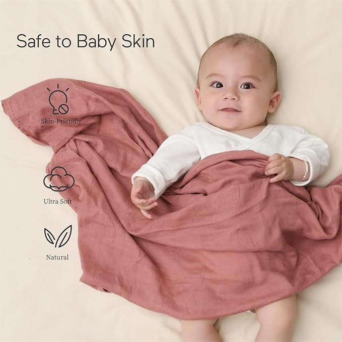 Momcozy Muslin Swaddle Blanket, 4 Pack Large 47 X 47 Inches Breathable Swaddling Receiving Blankets for Baby Boy & Girl, Soft and Skin-Friendly Unisex Baby Blankets