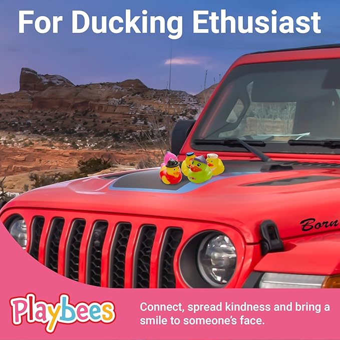 Assorted Rubber Ducks in Bulk Mini Rubber Duckies for Kids Baby Bath Shower Toys Funny Jeep Ducks for Jeep Ducking, Cruise Ship, Birthday Gifts, Summer Beach Pool Activity, 25 Pcs