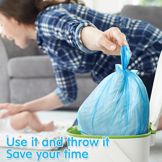 Honoson 1200 Count Baby Disposable Diaper Bags Scented Diaper Sacks with Tie Handle Disposal Baby Poop Trash Bags Waste Sacks Refill(Blue)