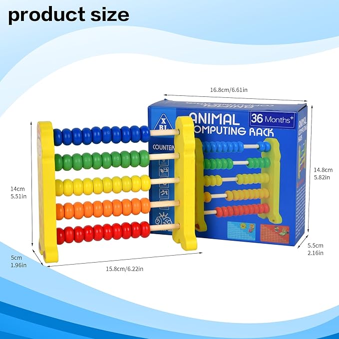 WNWLwooden Abacus Frame Learning Tool Growth Toy Beads Educational Counting Toy Abacus Math Thinking Abacus Counting Toy,for Preschool Learning, Learning Mathematics Abacus (Yellow Abacus)