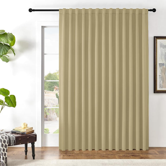 Joydeco Custom Blackout Curtains for Bedroom, 1 Panel Room Darkening Curtains & Drapes for Living Room Window Rod Pocket Back Tab (Custom Size,Beige)