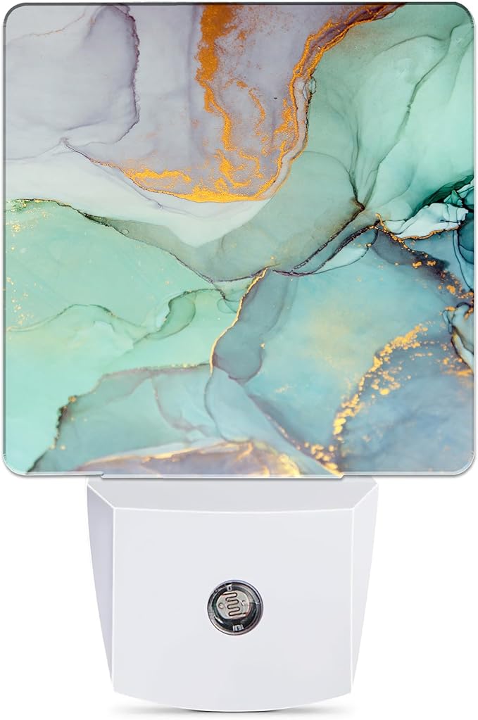 Green Marble Dusk to Dawn Night Light, Auto Sensor Lamp Home Indoor Stairway Kitchen Corridor, Night Lights Plug into Wall Decor, Boys Girls Women Men Room Gifts