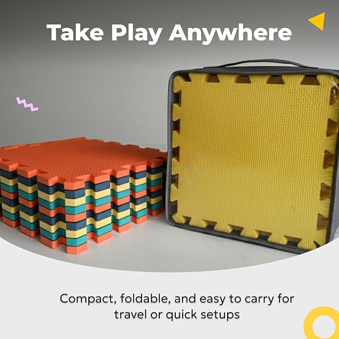 MioTetto Baby Play Mat, Comfortable Tummy Time Mat – Portable Foam Floor Tiles, Safe baby mat for floor for Crawling & Development, Soft play mat for babies 0-6 months, Stylish interlocking foam tiles