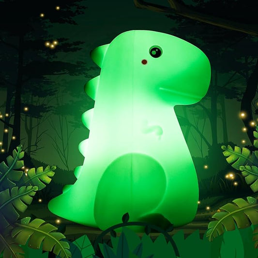 LED Dinosaur Night Light for Kids, Touch Sensor Silicone 7 Colors Room Decor for Boys Girls, Rechargeable Nursery Baby Nightlight Dinosaurs Lamp, Cute Bedside Lamp Funny Gifts