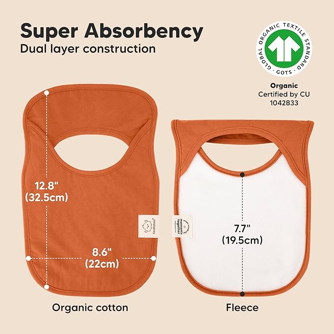 8-Pack Baby Bibs for Boys, Girls - Pullover Bibs for Drooling Teething Baby Girl & Boy Toddler, Newborn, Soft & Absorbent, Cute Colors, Large Torso Coverage Keep Infant Clean & Dry (Brick)