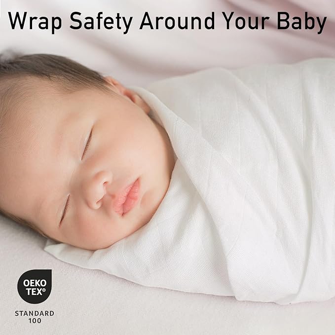 GLLQUEN BABY Receiving Blanket Boy Cotton Muslin Swaddle Blankets Girl Newborn Squares Breathable & Soft Thin Baby Blankets Cloths Double Absorbent Infant Swaddling Wrap - 6 Pack (White)