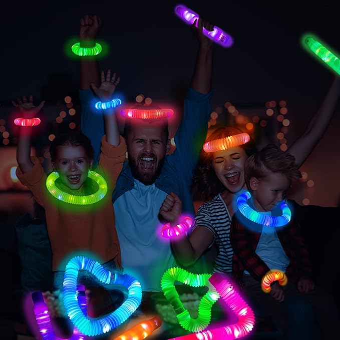 24 PCS Light Up Party Favors Supplies for Kids 4-8-12,Bulk Christmas Glow Sticks Bracelet Necklace Accessories for Toddlers,Birthday Return Gifts,Classroom Treats Goodie Bag Stuffers for Boys Girls