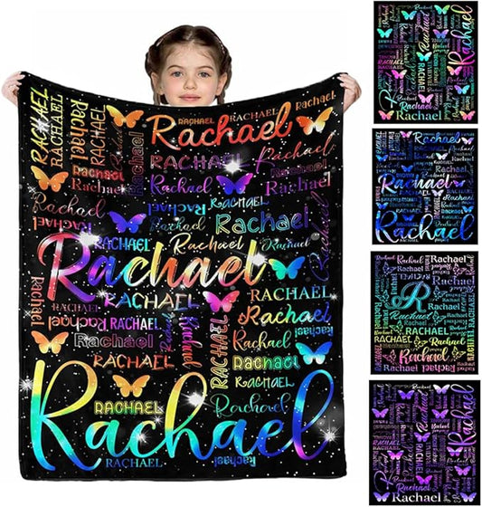 Customized Baby Blanket, Personalized Gifts Rainbow Blanket with Name for Boys Girl Customized Blankets Personalized Gifts Name Blankets