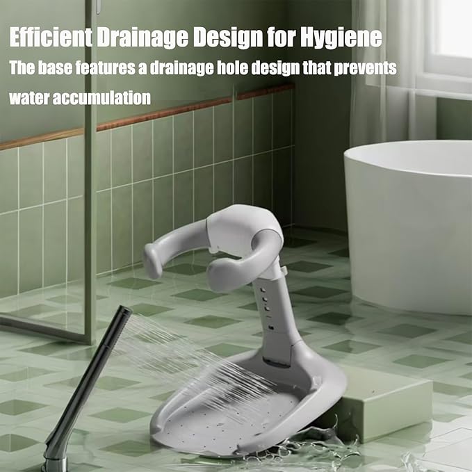 PandaEar Baby Shower Stand | Adjustable Baby Bath Stand with Safety Handle | Foldable Infant Shower Standing Support with Anti-Slip Base for Babies 6-36 Months Newborns & Toddlers (Grey)