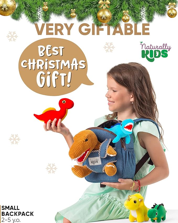 Toddler Dinosaur Backpack w Plush Dinosaur Toys for Kids 2-5, Gifts for 2-5 Year Old Boys, Girls