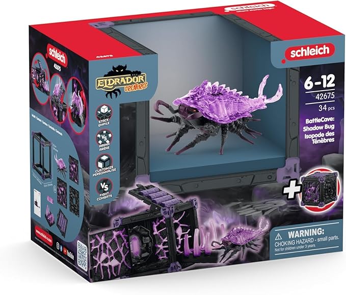 Schleich Eldrador Creatures - 34 PC Shadow Battle Cave with Bug Toy Playset - Insect Figurine for Boys and Girls with Expandable Fortress - Interactive, Imaginative Play for Kids Ages 7+ | 42675