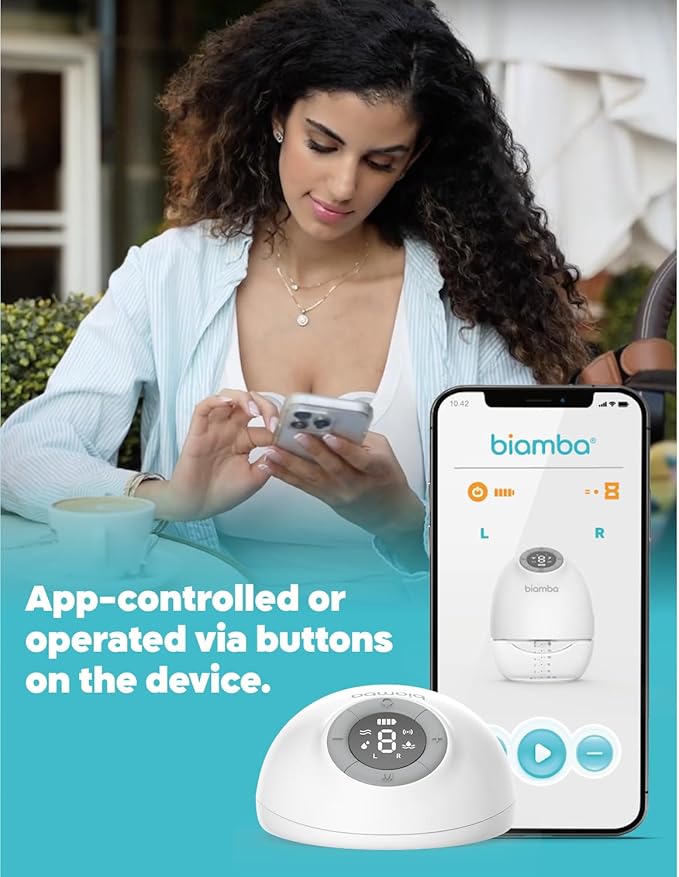 Pump Pro Portable Breast Pump Hands Free - 180mL Capacity Wearable Breastfeeding Pumps with App Control, Electric Hands Free Breast Pumps with 3 Modes, 9 Suction Levels, Slim Design, Double