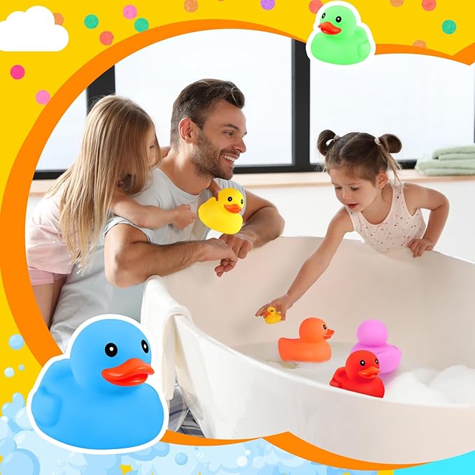 Lenwen 12 Pcs 5 Inch Rubber Ducks No Hole Waterproof Multicolor Large Duck Bath Toy with Sealed Plug Without Hole Bathtub Floating Bath Duck for Birthday Party Decoration Gift Swimming Pool