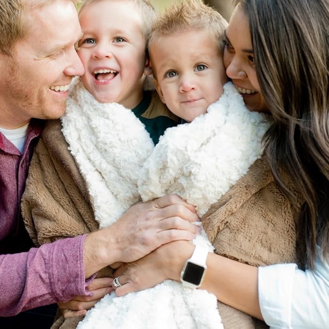 SARANONI Luxury Receiving Blankets for Babies | Ultra-Soft Lush and Boutique Quality Baby Blanket | Ivory Swirl Gingersnap - 40” x 30”