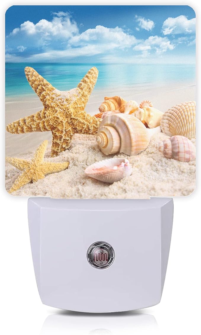 Starfish and Seashells Beach Night Light,Night Lights Plug into Wall for Boys Girls, Led Lights Indoor Home Decor 0.5W Nightlight Sleep Friendly