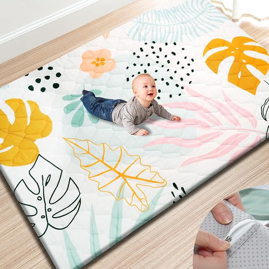 Premium Foam Baby Play Mat 74x50 – Removable & Machine Washable Cover, Extra Thick Padding Playpen Mat, Non-Slip Crawling Mat, Easy to Clean for Infants, Toddlers & Babies