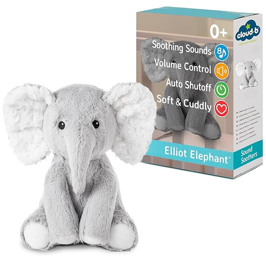 Cloud b Sound Machine with White Noise Soothing Sounds | Cuddly Stuffed Animal | Adjustable Settings and Auto-Shutoff | Elliot Elephant™