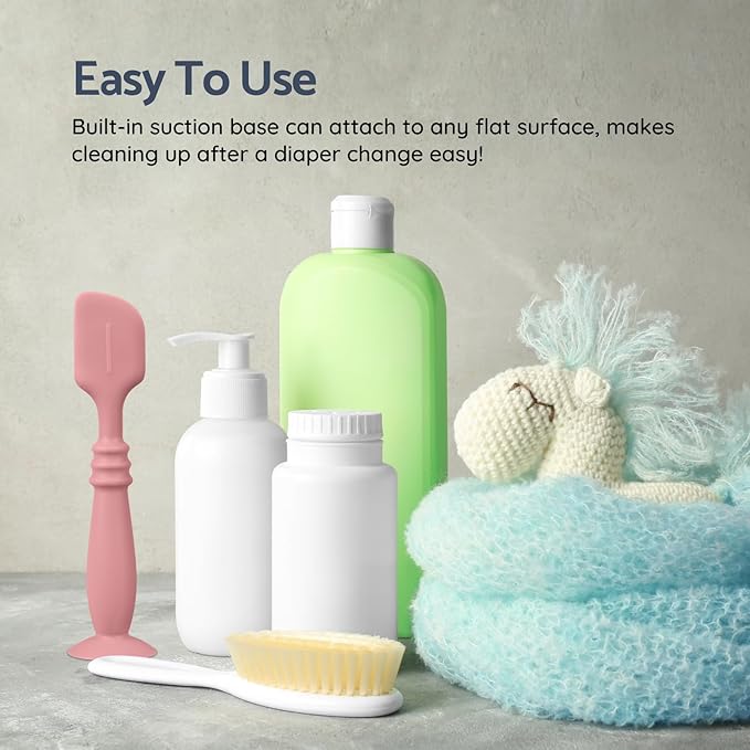 3 Packs Silicone Diaper Cream Applicator with Suction Base, Diaper Cream Spatula Applicator for Babies, Soft Silicone Diaper Cream Brush (Shifting Sand/Blush/Mauve)