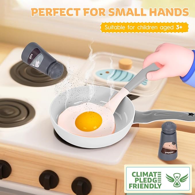 105Pcs Kids Kitchen Toy Accessories, Toddler Pretend BBQ Camping Cooking Playset, Play Pots, Pans, Utensils Cookware Toys, Play Food Set, Vegetables, Learning Gift for Girls Boys