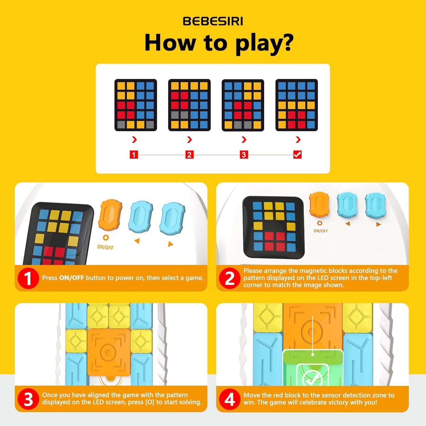 Super Slide Puzzle Game - 500+ Levels Brain Teaser | Electronic Sliding Puzzle Toy for All Ages | Fun Unblocking Logic Game for Kids & Adults (Classic-White)